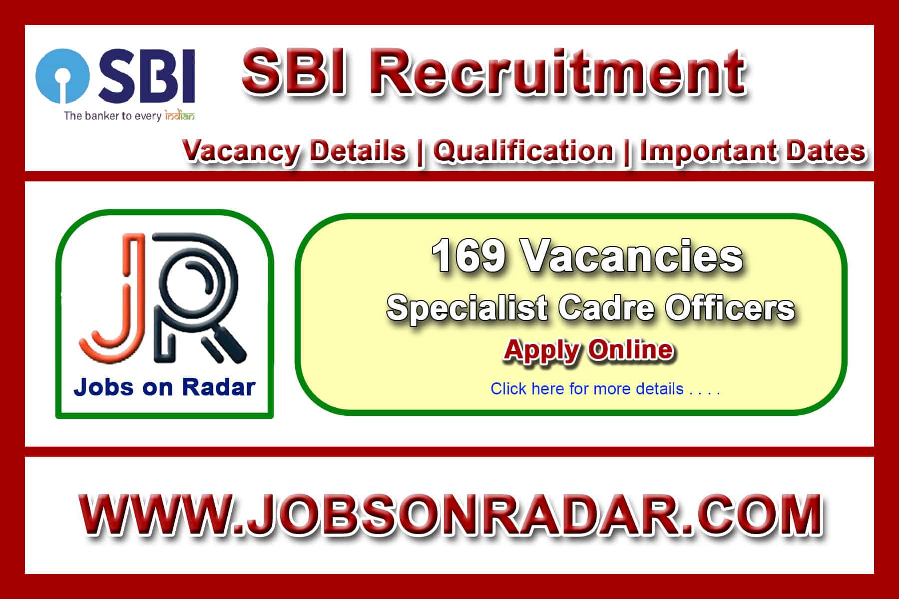 Recruitment of Specialist Cadre Officers in SBI