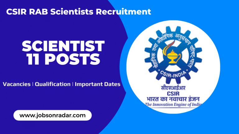 CSIR RAB Scientists Recruitment 2025