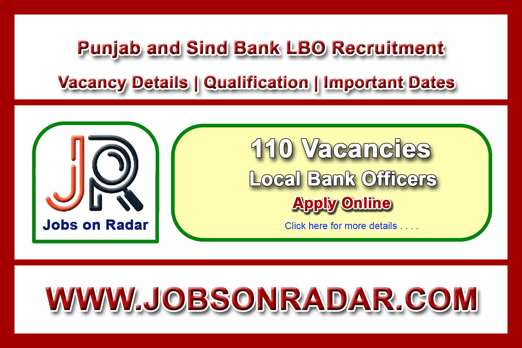 Punjab and Sind Bank LBO Recruitment 2025