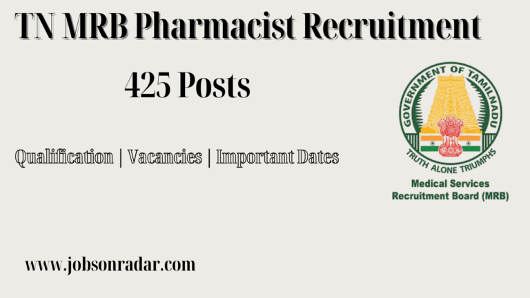 TN MRB Pharmacist Recruitment
