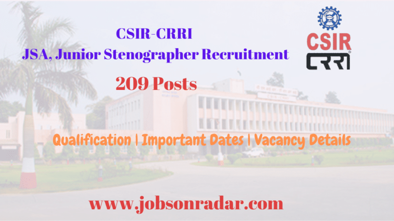 CSIR-CRRI JSA Junior Stenographer Recruitment
