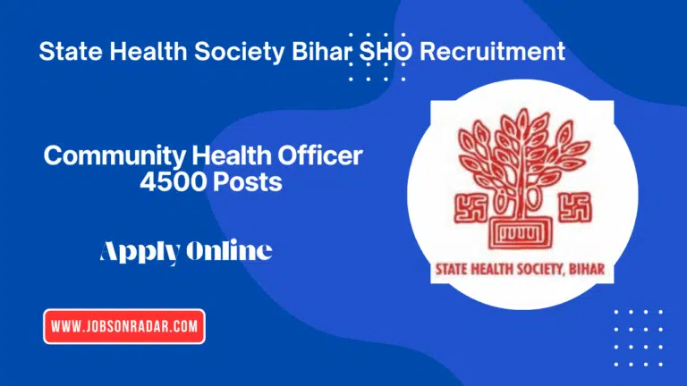 State Health Society Bihar SHO Recruitment